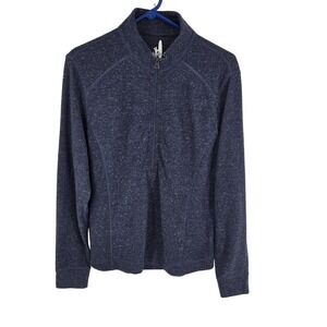 Johnnie-O Sweater Mens Large Blue Quarter Zip Pullover Heather Cotton Blend